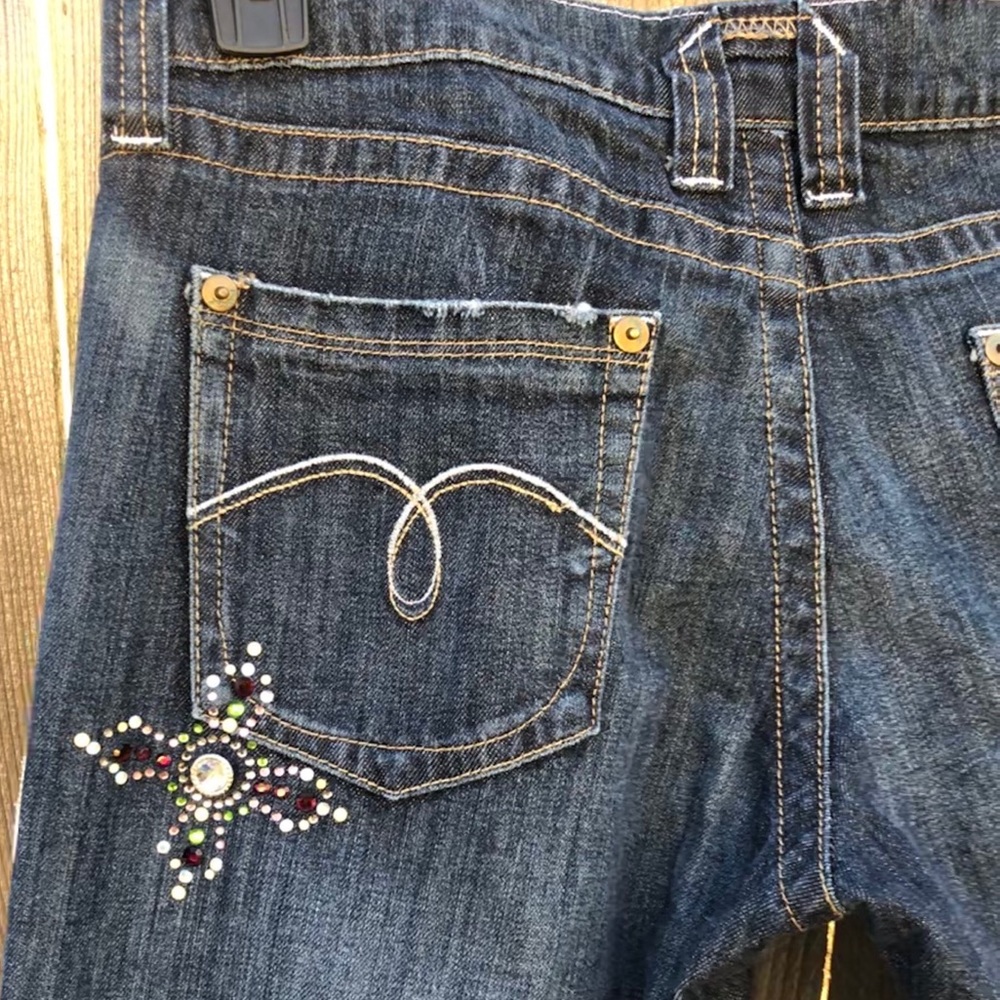 Petrol Embellished Boot Cut Jeans Size 8